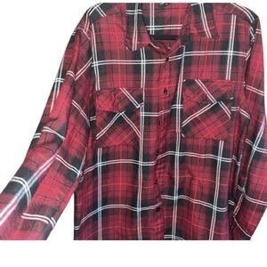 Red Plaid Button-Up Shirt